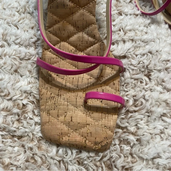 Jessica Simpson Hot Pink Strappy Square Toe Block Heel Chunky Sandal NEW - Picture 2 of 7